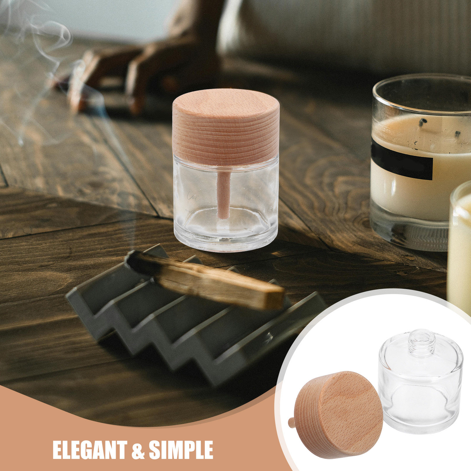 Home Fragrance Units - 60 ml Ahşap Kapaklı Aromaterapi Şişesi