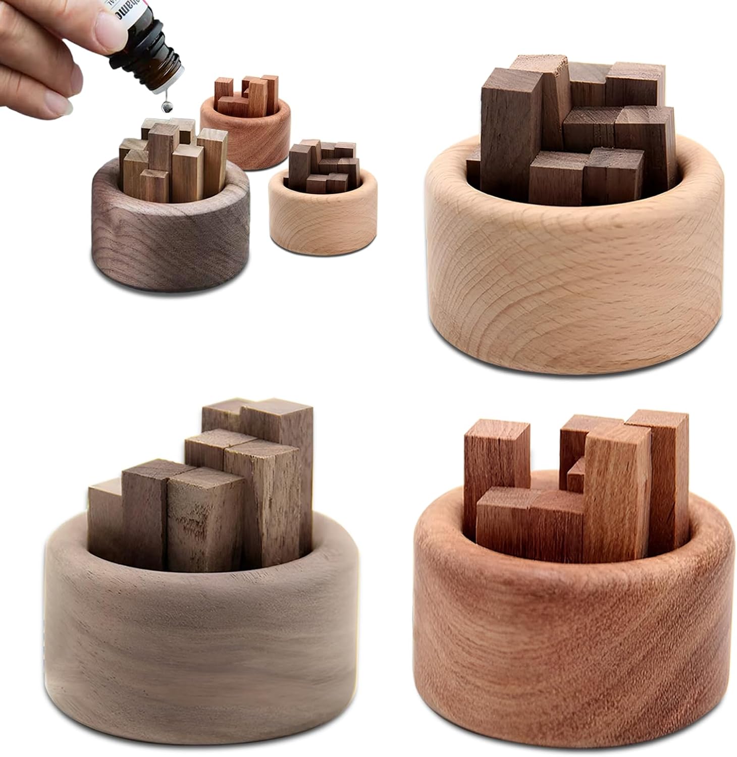 Home Fragrance Set - 1/3 adet ahşap uçucu yağ difüzör