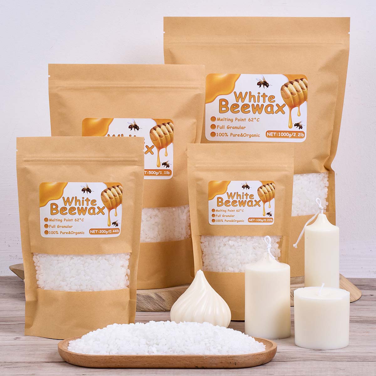 Beeswax Taper Candle - 1000g Beyaz Balmumu DIY Mum Yapımı