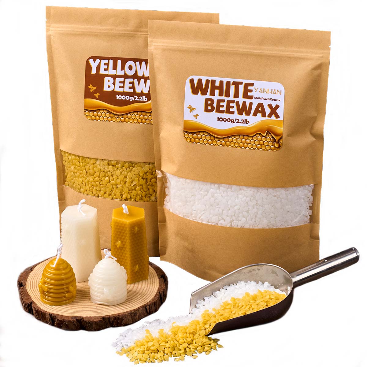 1000g Saf Doğal Granül Beyaz S - Beeswax Taper Candle incelemesi ve fiyatı